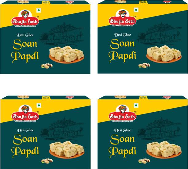 BHUJIYA SETH Desi Ghee soan papdi combo pack 400 gm x 4 box Box
