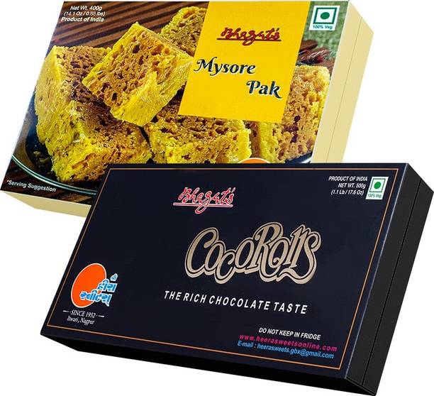 Bhagat's Heera Sweet Delicious Mysore Pak 400gm & Chocolate Sonroll 500gm Box