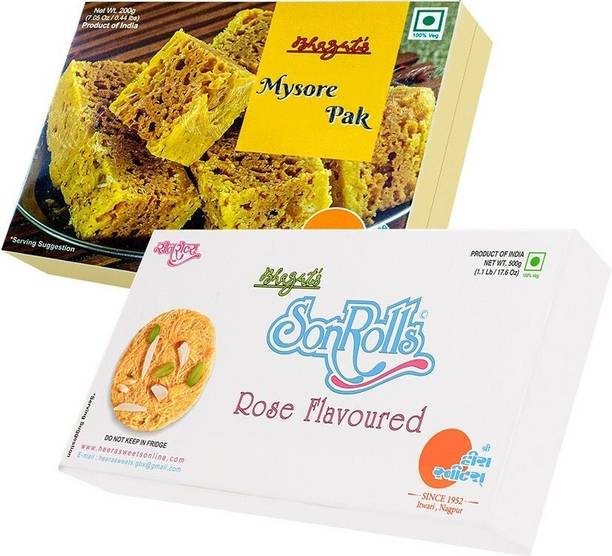 Bhagat's Heera Sweet Mysore Pak 200gm & Rose 500gm Box