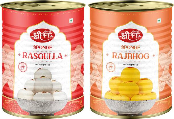 Bikaneri Shree Ganga Rasgulla 1Kg, Rajbhog 1Kg Tin