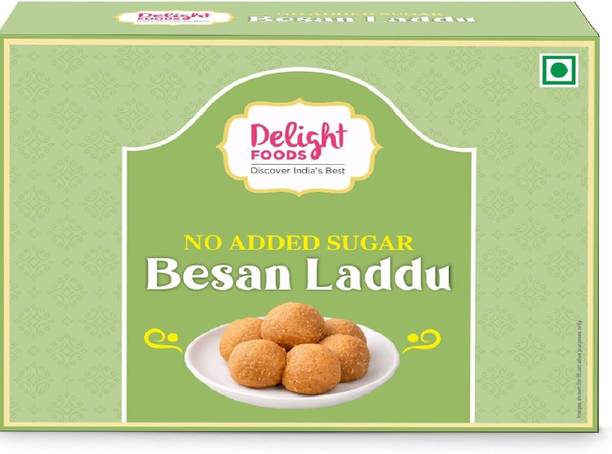 Delight Foods Sugar Free Besan Laddu Made with Desi Ghee Cashew Almonds & Cardamom Box