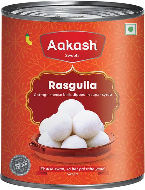 AAKASH Rasgulla Premium Traditional Sweet, Easy Open Tin