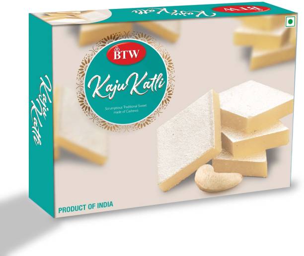 BTW Kaju Katli (Kaju Barfi / Burfi, Indian Mithai / Sweets Gift Pack / Box) Festive Gift Box