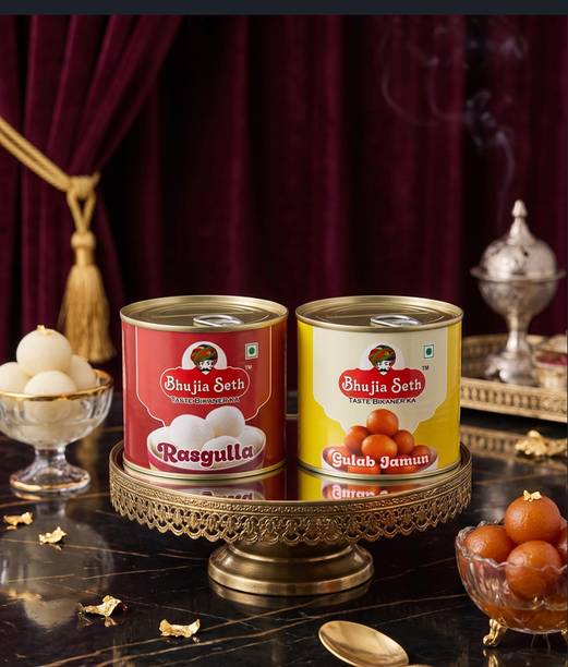 BHUJIYA SETH rasgulla & Gulab Jamun sweets combo (500 gm x 2 ) pack