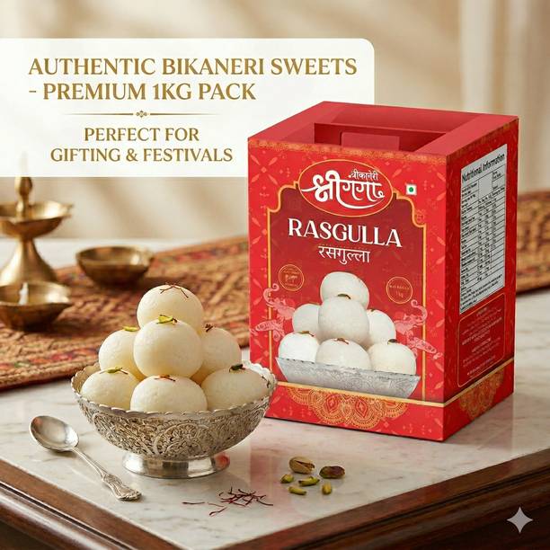 Bikaneri Shree Ganga Rasgulla – 1kg Premium Tin | Made with Pure Cow Milk Tin