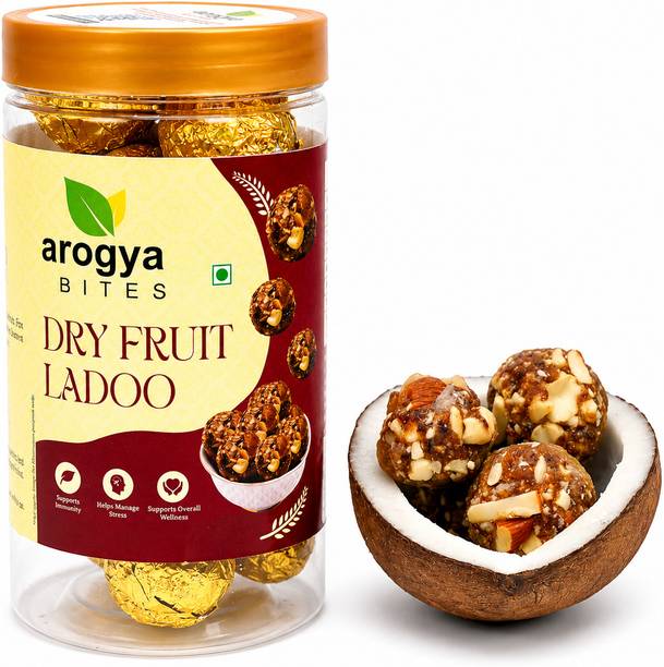 AROGYABITES Dry Fruit Ladoo 250g | Dates & Premium Nuts Sweet Plastic Bottle