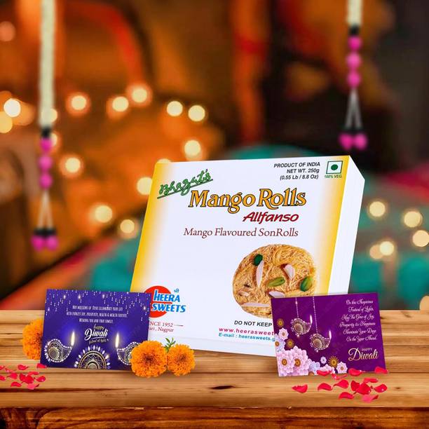 Bhagat's Mango Son Roll 250g | 2 Diwali Greeting Cards | Festival Gifting Box