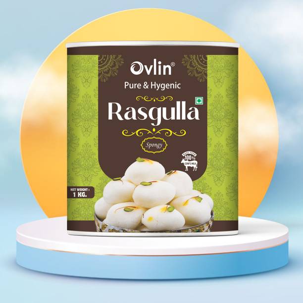Ovlin Soft and Spongy White Rasgulla - Traditional Indian Mithai Made with Pure Chhena Can