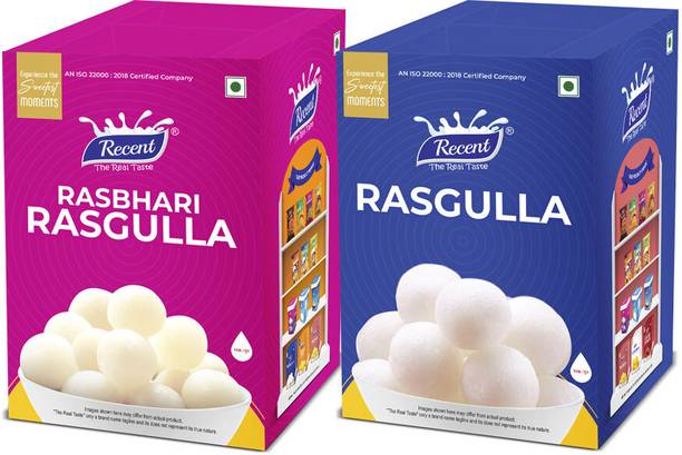 RECENT-THE REAL TASTE 1 Kg Rasgulla and 1 Kg Rasbhari Rasgulla Combo indian Sweet Mithai Box