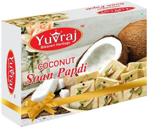 Yuvraj Food Product Coconut Flavoured Soan papadi (patisa ) Mithai 450 gm bpx pack Box