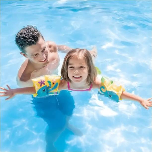 Fully 1 pair Inflatable Swim Arm Bands PVC Arm Swimming Floats Rings for Kids Swim Floatation Belt