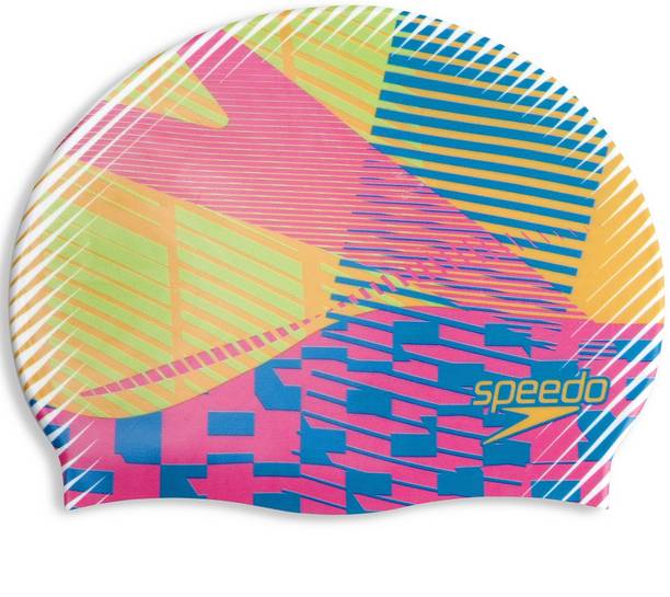 SPEEDO Digital Printed, Multicolor, Free Size, Swimming Cap