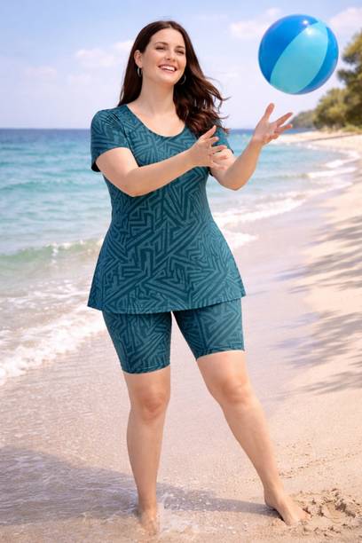 Solid Women Swim-dress Green Swimsuit