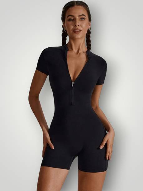 Solid Women Swim-dress Black Swimsuit
