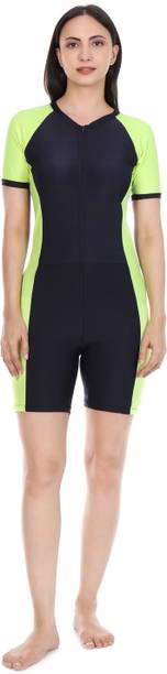 Unisex Swimming & Skating Costume | 4-Way Stretch Quick Dry Wear Solid Men & Women Swim-dress Light Green Swimsuit
