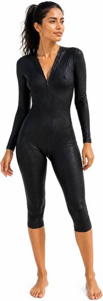 DEV SWI Solid Women Swim-dress Black Swimsuit