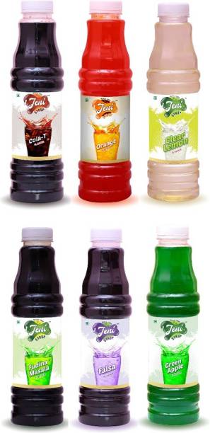 jeni Sharbat & Soda Pack of 6 Flavors - Cola-T, Orange, ClearLemon, FudinaMasala, Falsa, GreenApple.