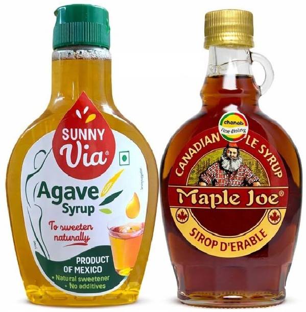 Maple Joe Canadian Maple Syrup (250g) + Sunny Via Agave Syrup (350g)|Sweetener Combo Natural