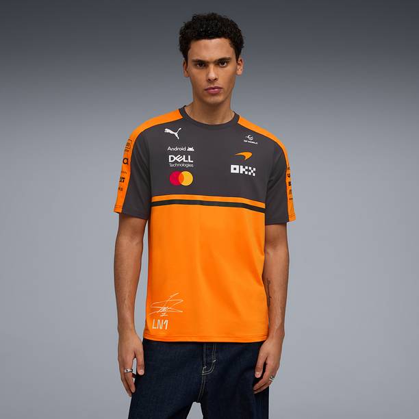 Men Printed Crew Neck Polyester Orange T-Shirt