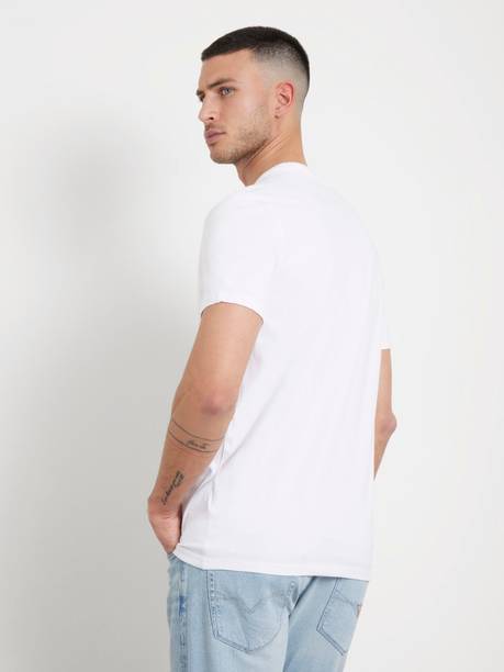 GUESS Printed Men Round Neck White T-Shirt