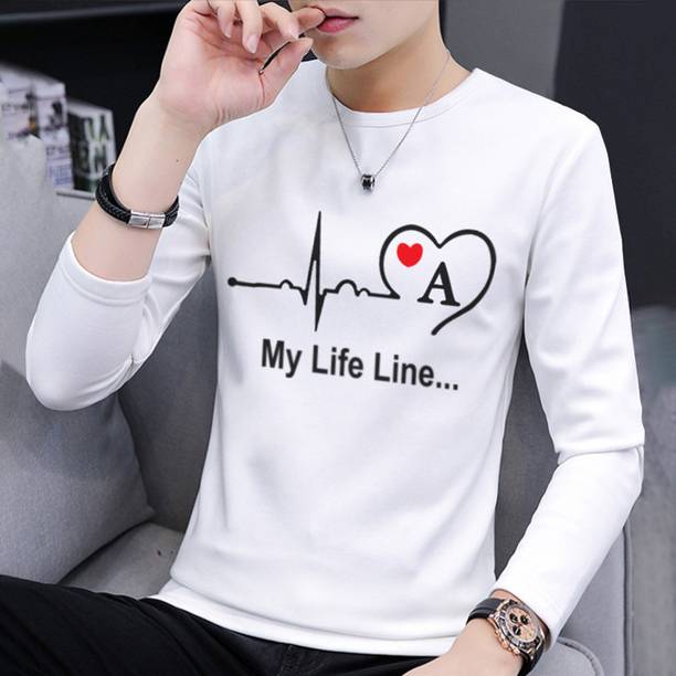 Men Printed, Typography Round Neck Cotton Blend White T-Shirt