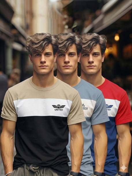 Zarviq Solid Men Round Neck Multicolor T-Shirt