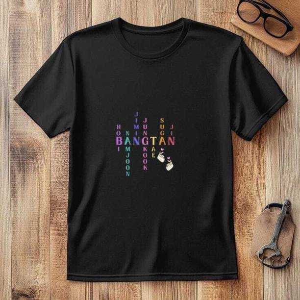 Men Typography, Graphic Print Round Neck Reversible Cotton Blend Black T-Shirt