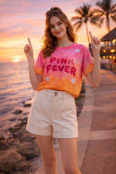Women Printed Round Neck Pure Cotton Multicolor T-Shirt