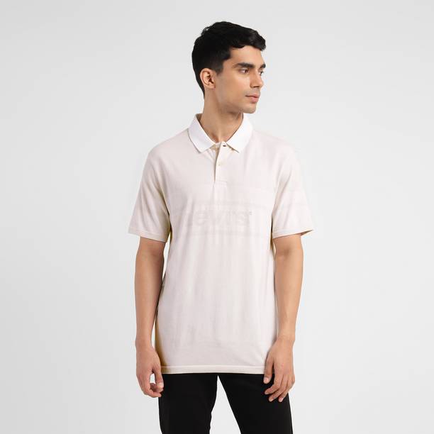 LEVI'S Printed Men Polo Neck Beige T-Shirt