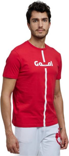 Men Graphic Print Round Neck Pure Cotton Red T-Shirt