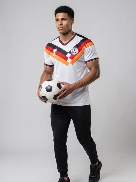 Men Colorblock V Neck Polyester Multicolor T-Shirt