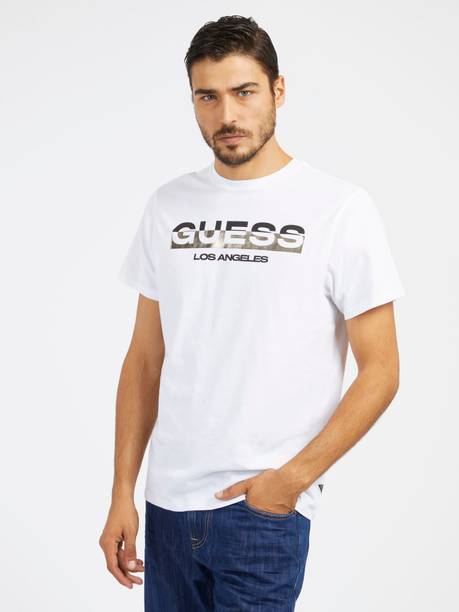 Men Typography Round Neck Pure Cotton White T-Shirt