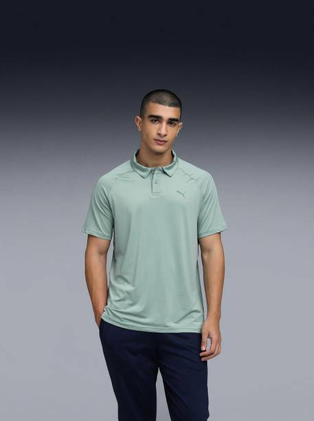 M Train All Day ESSENTIAL Men Solid Polo Neck Polyester Green T-Shirt