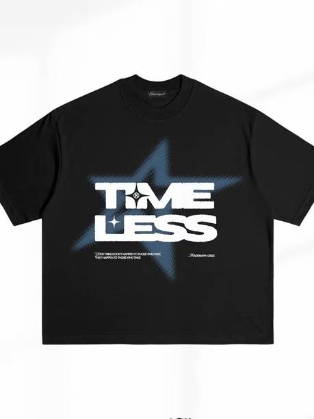 Men Graphic Print Round Neck Cotton Blend Black T-Shirt
