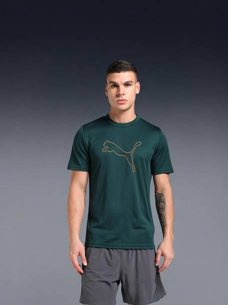 M Train All Day ESSENTIAL Men Printed Round Neck Polyester Green T-Shirt