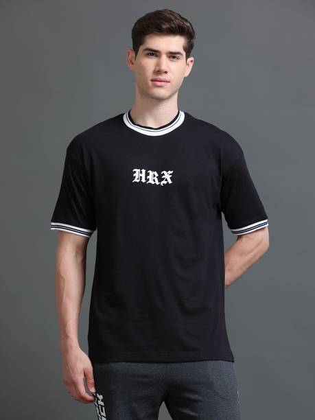 Men Self Design Round Neck Pure Cotton Black T-Shirt