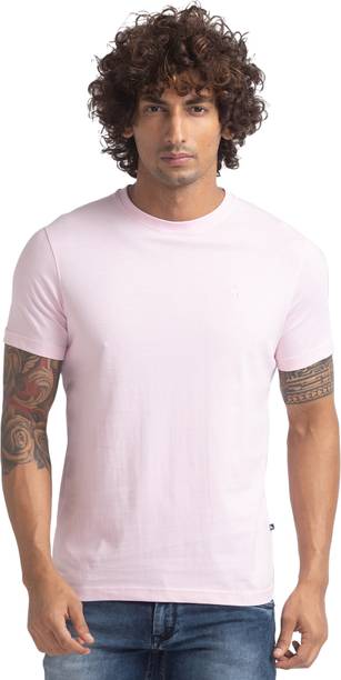 Men Solid Round Neck Pure Cotton Multicolor T-Shirt