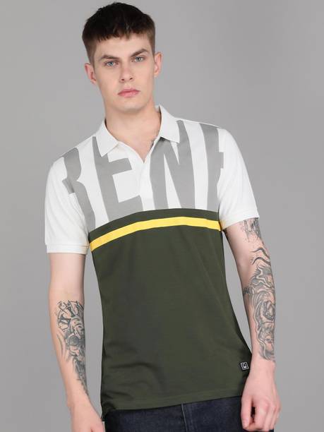 Men Solid Polo Neck Pure Cotton Dark Green T-Shirt