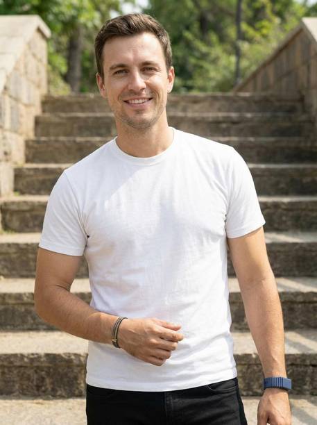 Moda Rapido Men Self Design Round Neck Polyester White T-Shirt