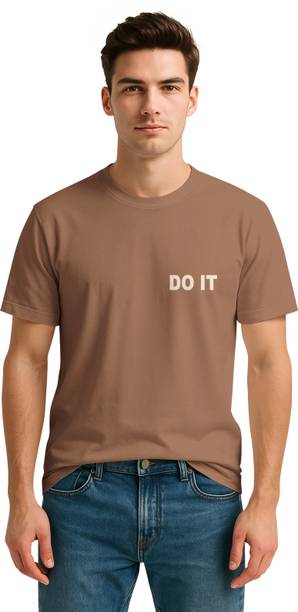 Bullmer Men Graphic Print Round Neck Cotton Blend Brown T-Shirt