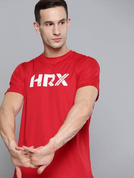 Men Typography Round Neck Polyester Red T-Shirt