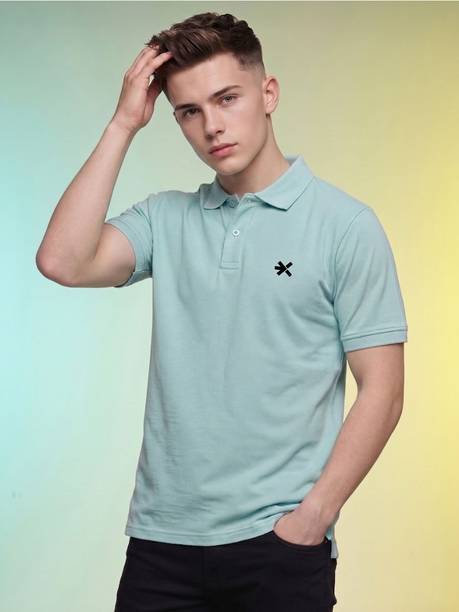 Men Solid Polo Neck Polyester Green T-Shirt