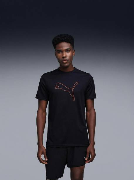 M Train All Day ESSENTIAL Men Printed Round Neck Polyester Black T-Shirt