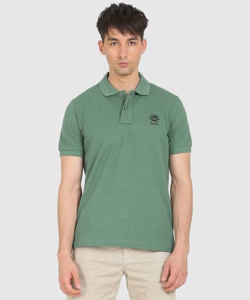 U.S. POLO ASSN. Men Solid Polo Neck Pure Cotton Multicolor T-Shir