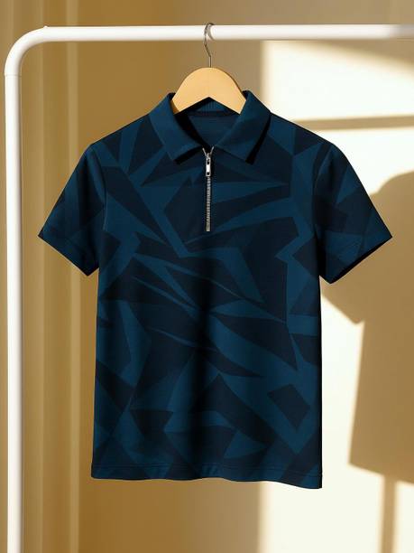 Men Typography Polo Neck Cotton Blend Light Blue, Blue T-Shirt