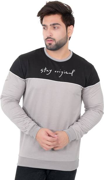 E-MAX Men Printed Round Neck Polyester Grey T-Shirt