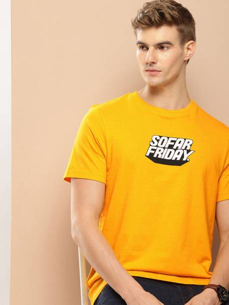 INVICTUS Printed Men Round Neck Yellow T-Shirt