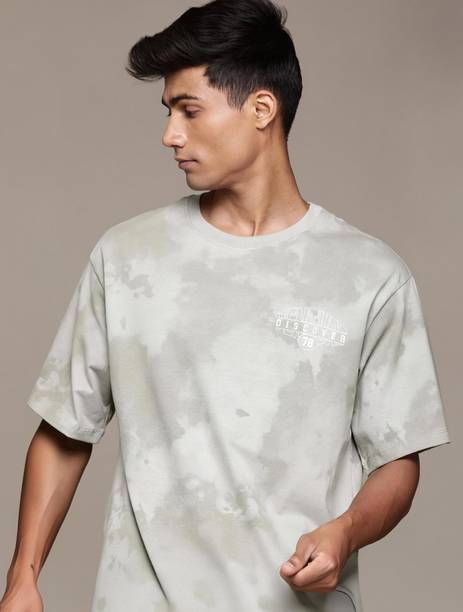 Roadster Men Conversational Round Neck Pure Cotton Grey T-Shirt