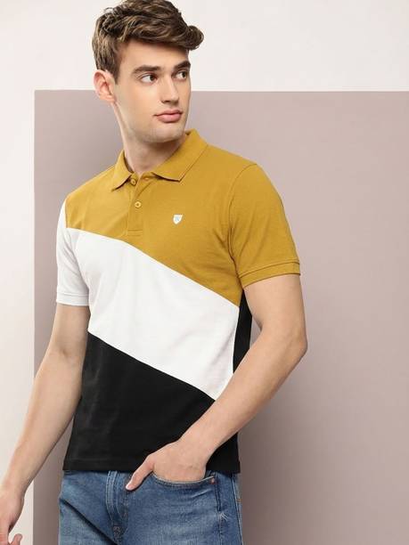 SZN Men Colorblock Polo Neck Pure Cotton Multicolor T-Shirt