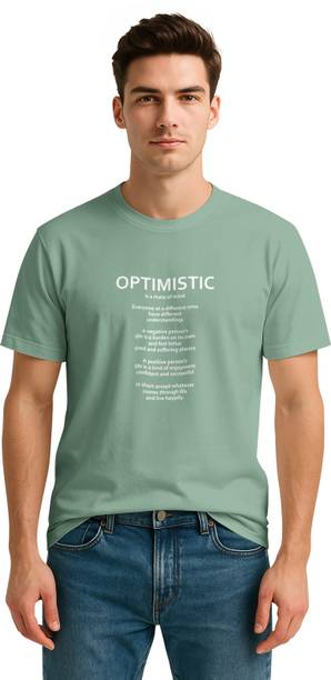 Bullmer Men Graphic Print Round Neck Cotton Blend Light Green T-Shirt